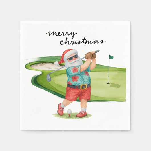 Golf Christmas with Santa Claus Golfer Servet (Voorkant)