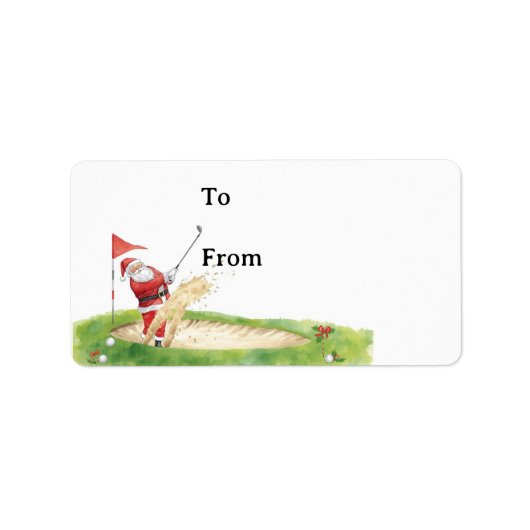 Golf Christmas with Santa Claus golfing  Etiket (Voorkant)