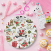 Golf Christmas with Santa Claus golfing Papieren Bordje (Feest)