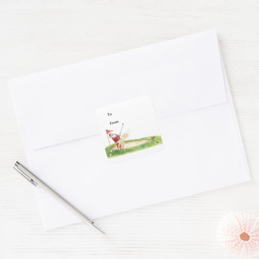Golf Christmas with Santa Claus golfing  Vierkante Sticker (Envelop)