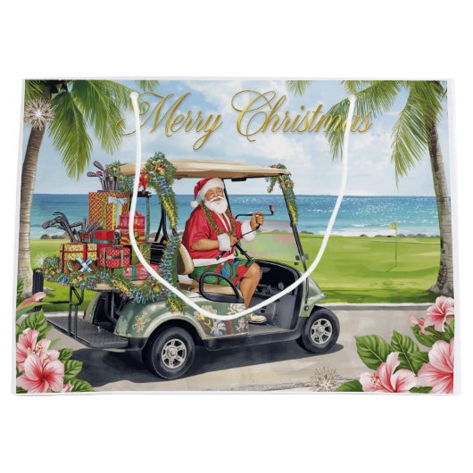 Golf Christmas with Santa Claus in Hawaii Groot Cadeauzakje (Voorkant)