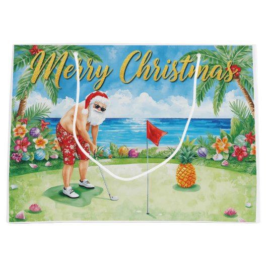 Golf Christmas with Santa Claus in Hawaii Groot Cadeauzakje (Voorkant)