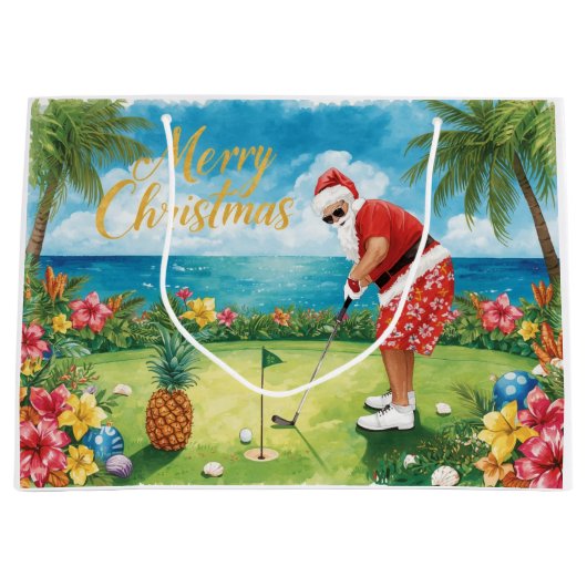 Golf Christmas with Santa Claus in Hawaii Groot Cadeauzakje (Voorkant)