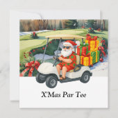 Golf Christmas with Santa Claus on Green Save The Date (Voorkant)