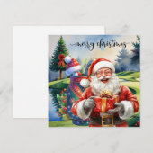 Golf Christmas with Santa Golfer on golf course  Feestdagenkaart (Voorkant / Achterkant)