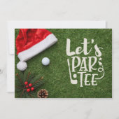 Golf Christmas with Santa hat on green Kaart (Voorkant)