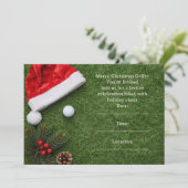 Golf Christmas with Santa hat on green Kaart (Staand voorkant)