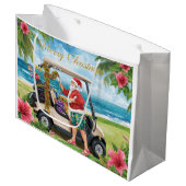 Golf Christmas with Santa  his golf cart tropical  Groot Cadeauzakje (Voorkant Gekanteld)