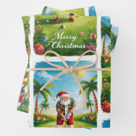 Golf Christmas with Santa in Hawaii Shirt Inpakpapier Vel