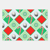 Golf Christmas Wrapping Paper Flat Sheet Set van 3 (Voorkant 3)