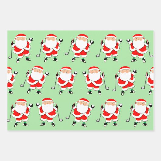 Golf Christmas Wrapping Paper Flat Sheet Set van 3 (Voorkant)