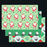 Golf Christmas Wrapping Paper Flat Sheet Set van 3<br><div class="desc">Creatieve golf kerstcadeau wrap voor uw favoriete golfer.</div>