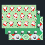 Golf Christmas Wrapping Paper Flat Sheet Set van 3<br><div class="desc">Creatieve golf kerstcadeau wrap voor uw favoriete golfer.</div>