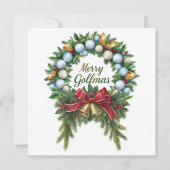 Golf Christmas Wreath for Golfer with golf ball  Kaart (Voorkant)