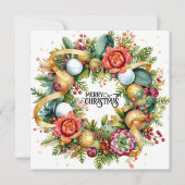 Golf Christmas Wreath for Golfer with golf ball  Kaart (Voorkant)