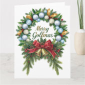 Golf Christmas Wreath for Golfer with golf ball  Kaart (Voorkant)