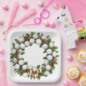 Golf Christmas Wreath with Golf Ball Wreath  Papieren Bordje (Feest)