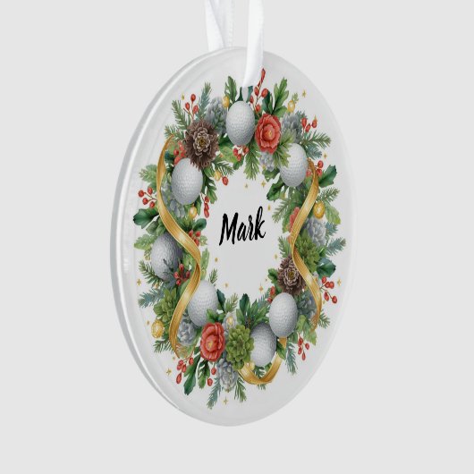 Golf Christmas Wreath with Golfer Name Ornament (voorkant)