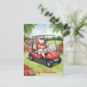  Golf ChristmasSanta driving golf cart Feestdagenkaart (Staand voorkant)