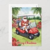  Golf ChristmasSanta driving golf cart Feestdagenkaart (Voorkant / Achterkant)