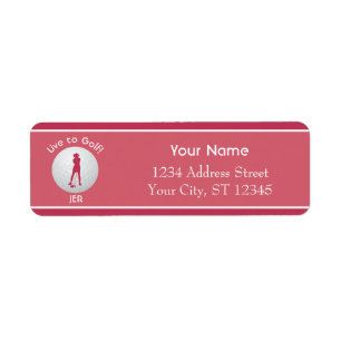 Golf Citaat Bal Damesgolfer Initiaal Magenta Roze Etiket