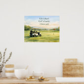 Golf citaat met golfkar op green poster (Keuken)