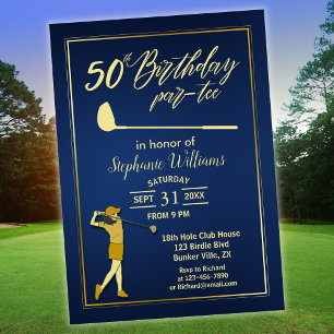 Golf Classic Blau Gouden Vrouw 50ste Verjaardag  Kaart