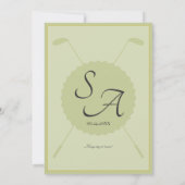 Golf Classic Formele Monogram Crest Elegante Huwel Kaart (Achterkant)