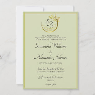 Golf Classic Formele Monogram Crest Elegante Huwel Kaart
