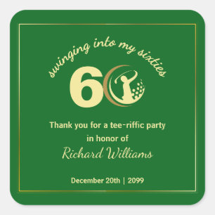 Golf Classic Groen Gouden Speler 60ste Verjaardag  Vierkante Sticker