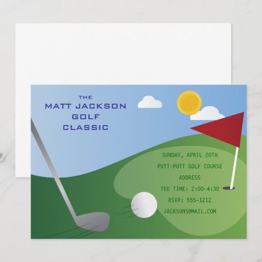 Golf Classic Invitation Kaart (Voorkant / Achterkant)