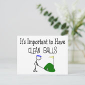 Golf "CLEAN BALLS" Golf Humor Gifts Briefkaart (Staand voorkant)