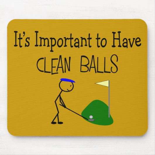 Golf "CLEAN BALLS" Golf Humor Gifts Muismat (Voorkant)