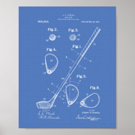 Golf Club 1910 Patent Art - Blauwdruk Poster