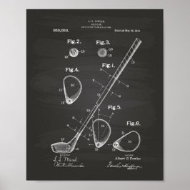 Golf Club 1910 Patent Art - Chalkboard Poster
