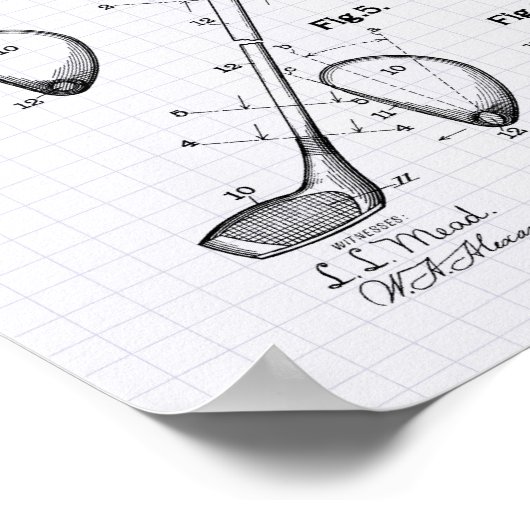 Golf Club 1910 Patent Art - Lige Peper Poster (Hoek)