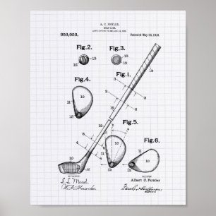 Golf Club 1910 Patent Art - Lige Peper Poster