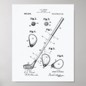 Golf Club 1910 Patent Art - Witboek Poster (Voorkant)