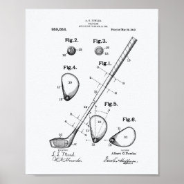 Golf Club 1910 Patent Art - Witboek Poster
