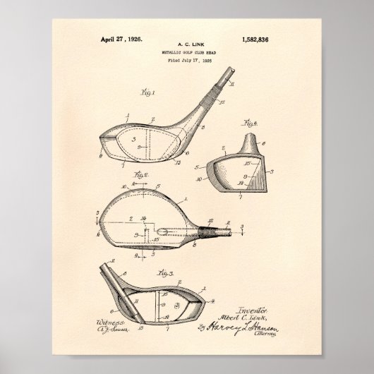Golf Club 1926 Patent Art - Old Peper Poster (Voorkant)