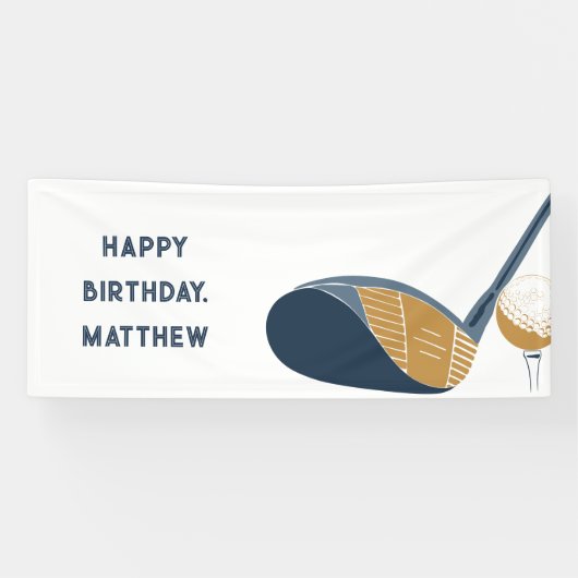 Golf Club and Ball Personalized Golfers Birthday Spandoek (Horizontaal)