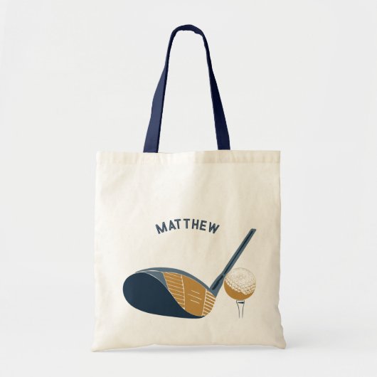 Golf Club and Ball Personalized Golfers Name Tote Bag (Voorkant)