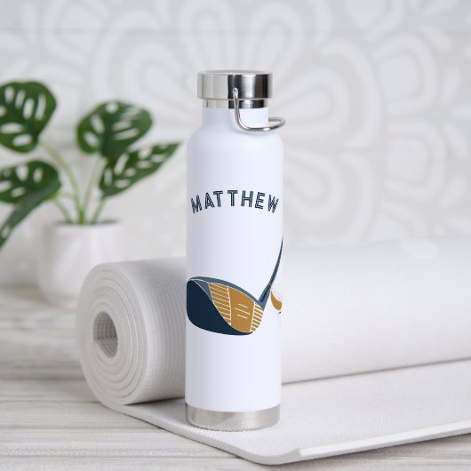 Golf Club and Ball Personalized Golfers Name Waterfles (Yoga (Gedraaid)  )