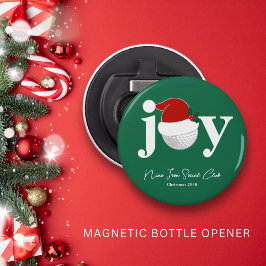 Golf Club Christmas Party Favor Joy Modern Green Button Flesopener