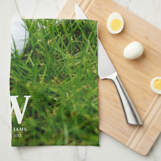 Golf Club en Ball Personalized Theedoek (Quarter Fold)