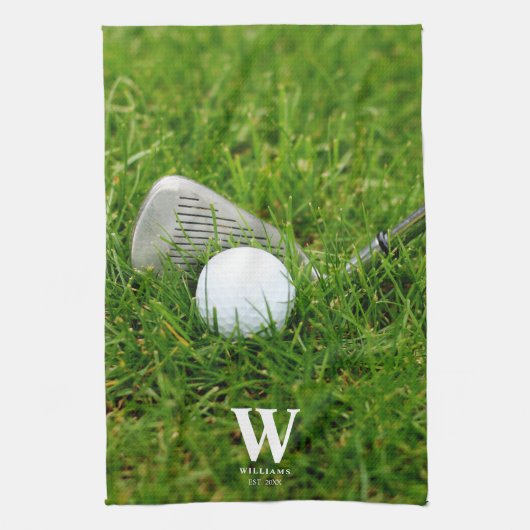 Golf Club en Ball Personalized Theedoek (Verticaal)