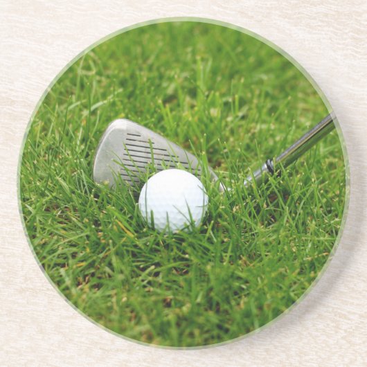 Golf Club en Golf Ball Zandsteen Onderzetter (Voorkant)