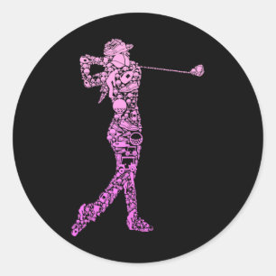 Golf Club Golfer Golfing Women Kinder Girls Ronde Sticker