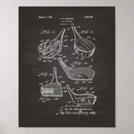 Golf Club Head 1926 Patent Art - Chalkboard Poster