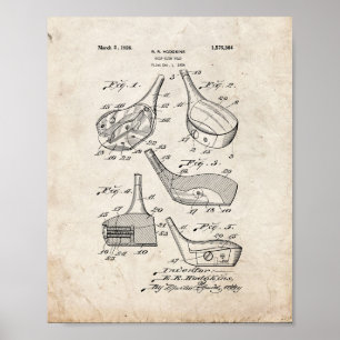 Golf-club Head Patent - Oude look Poster